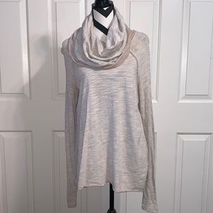 FREE PEOPLE BEACH Tan Cowl Neck Long Sleeve Top